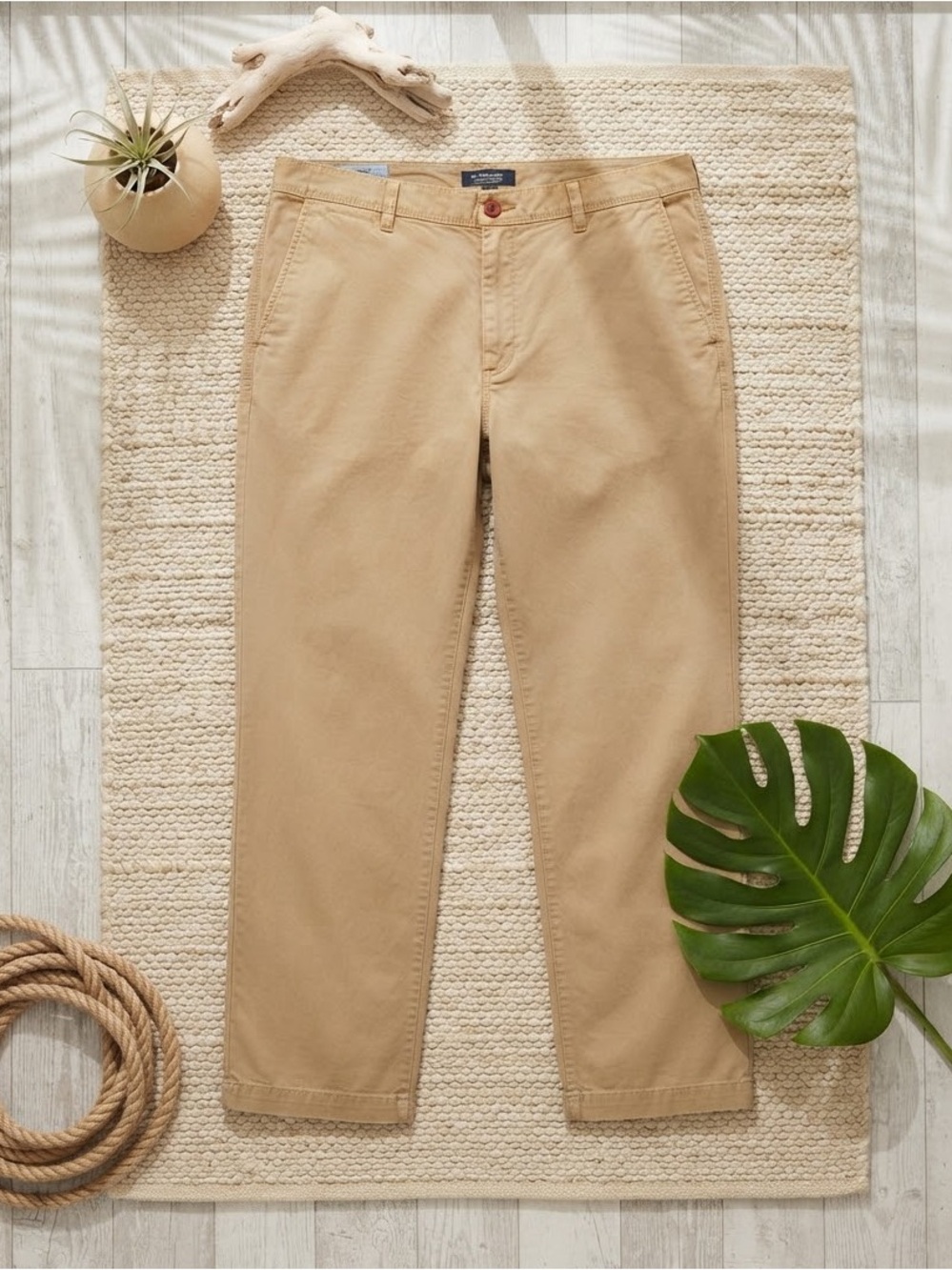 TIMBERLAND Men's Tan Khaki Twill Straight Fit  Cotton Work Pants